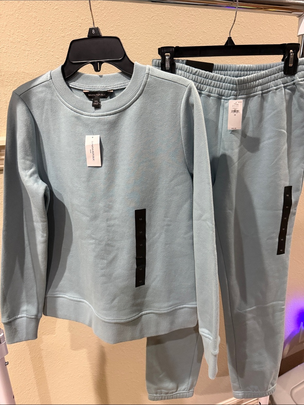 NWT Banana Republic Light Aqua womenβs Sweatshirt & Jogger Set size XS